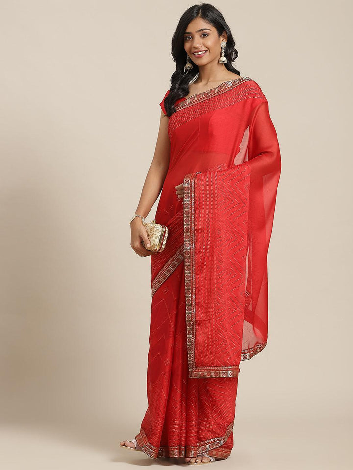 Maroon Printed Georgette Saree