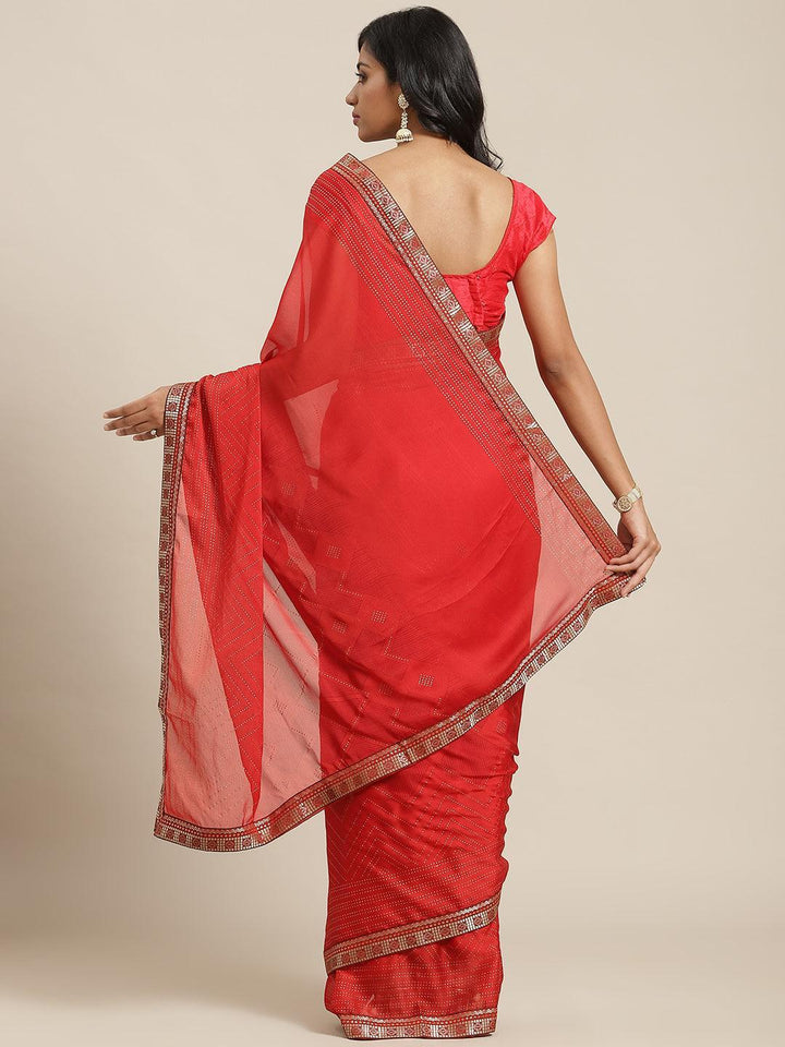 Maroon Printed Georgette Saree