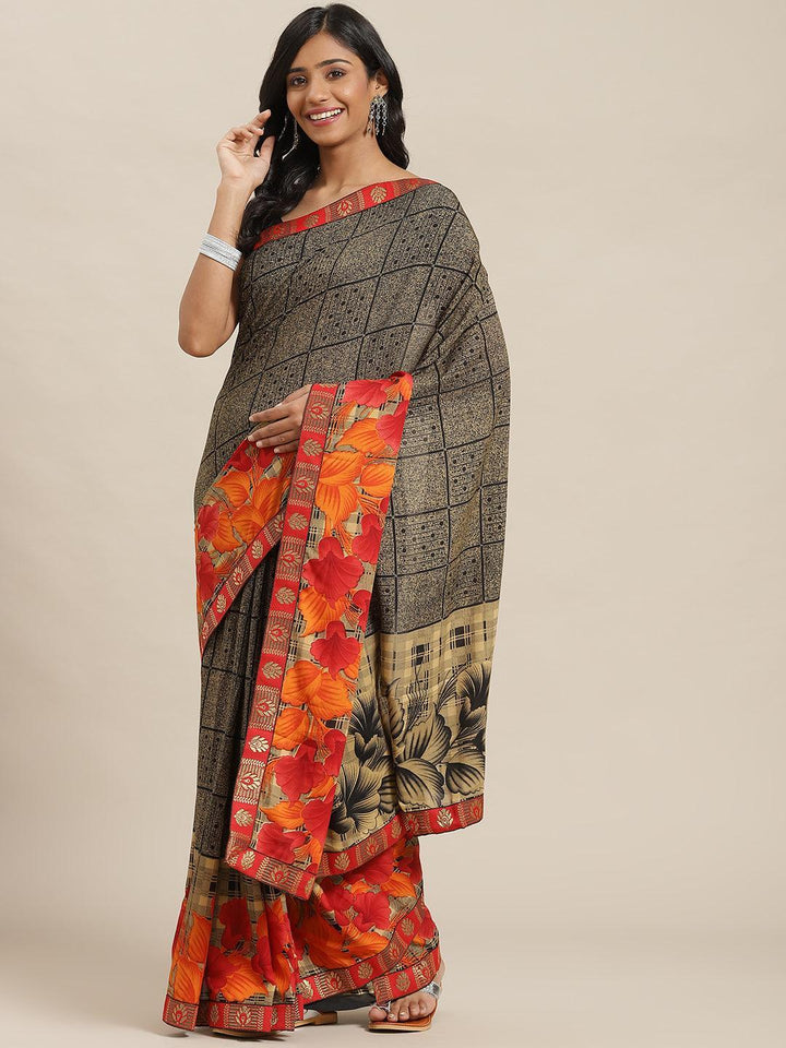 Multicoloured Printed Georgette Saree