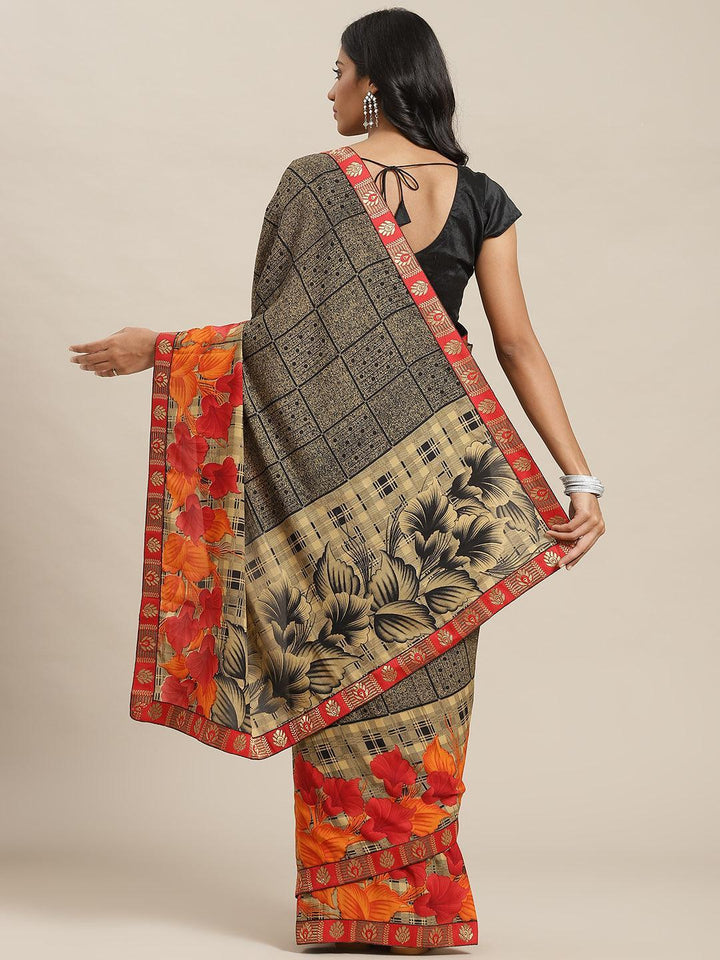 Multicoloured Printed Georgette Saree