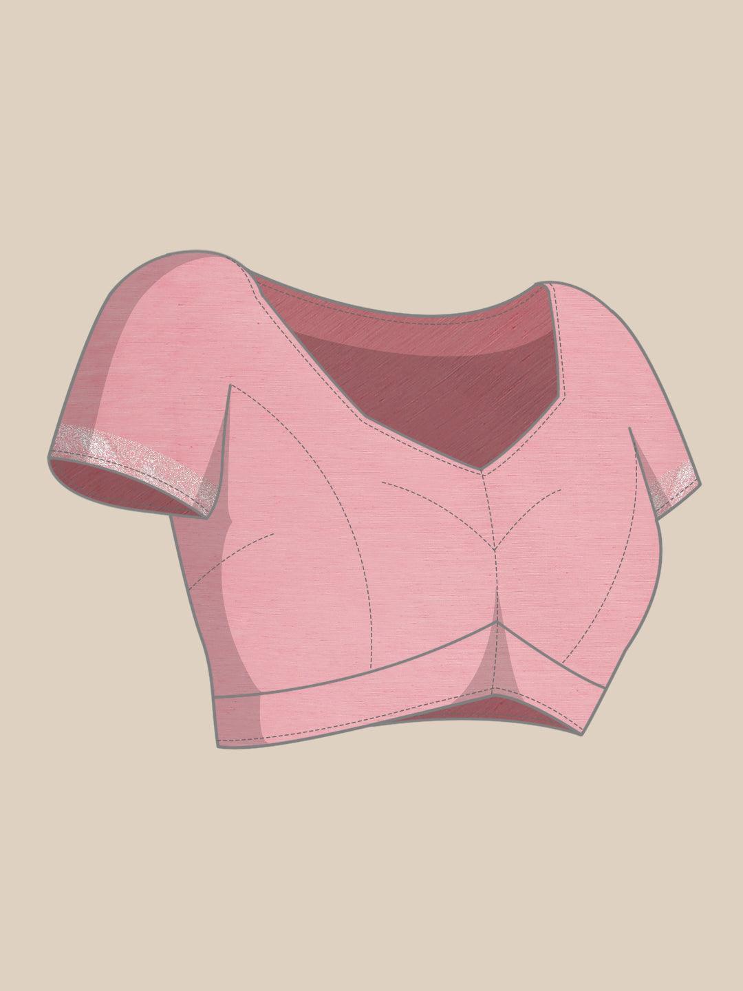 Pink Woven Design Brocade Saree - ShopLibas