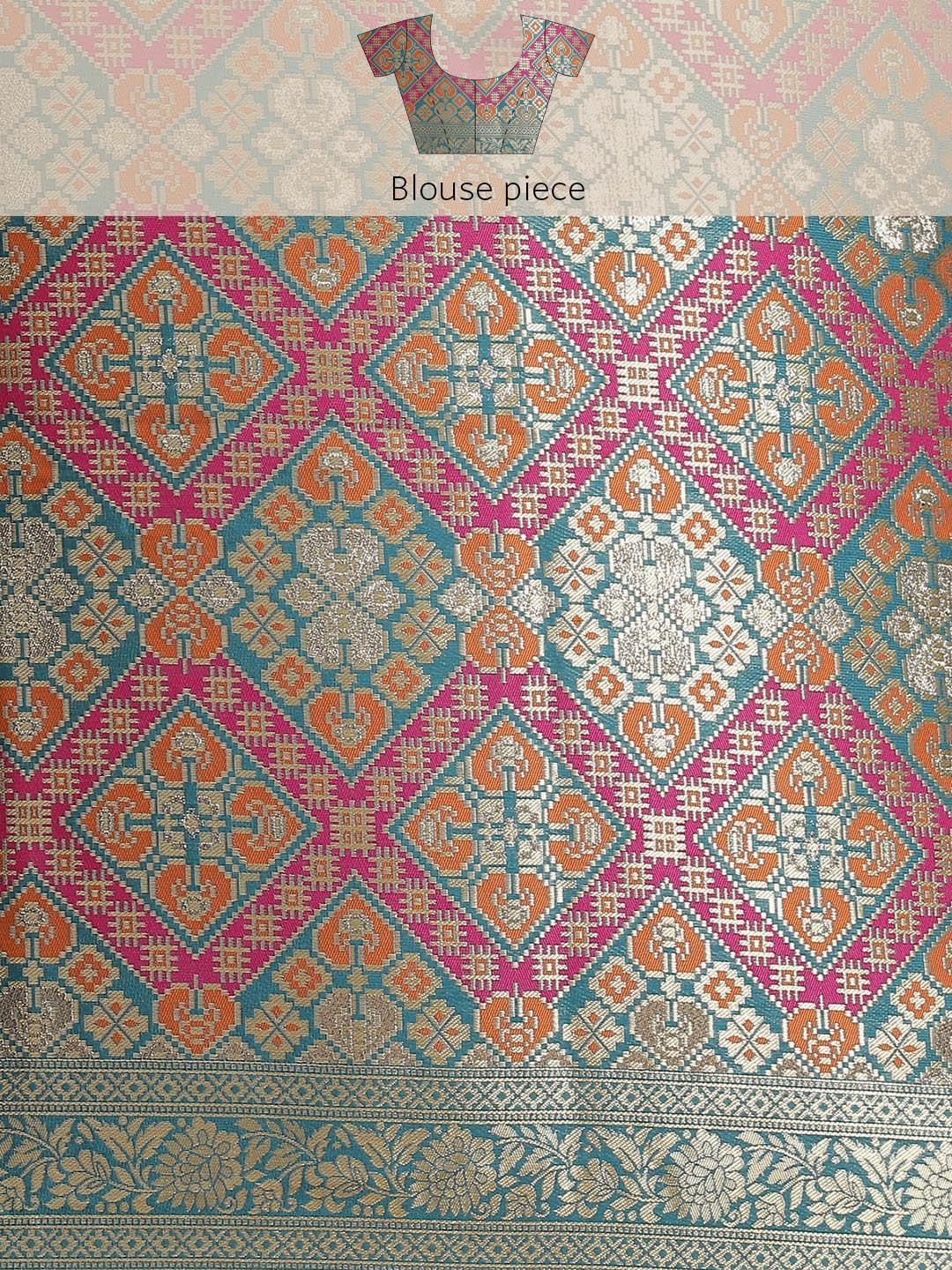 Blue Woven Design Brocade Saree - ShopLibas