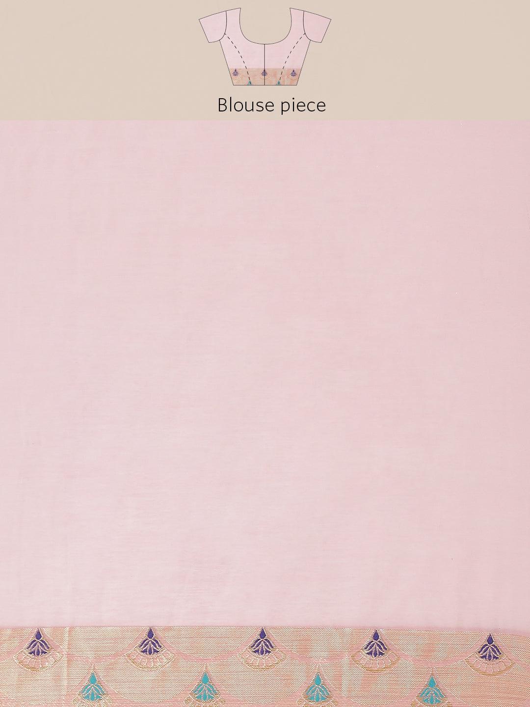 Pink Woven Design Brocade Saree - ShopLibas