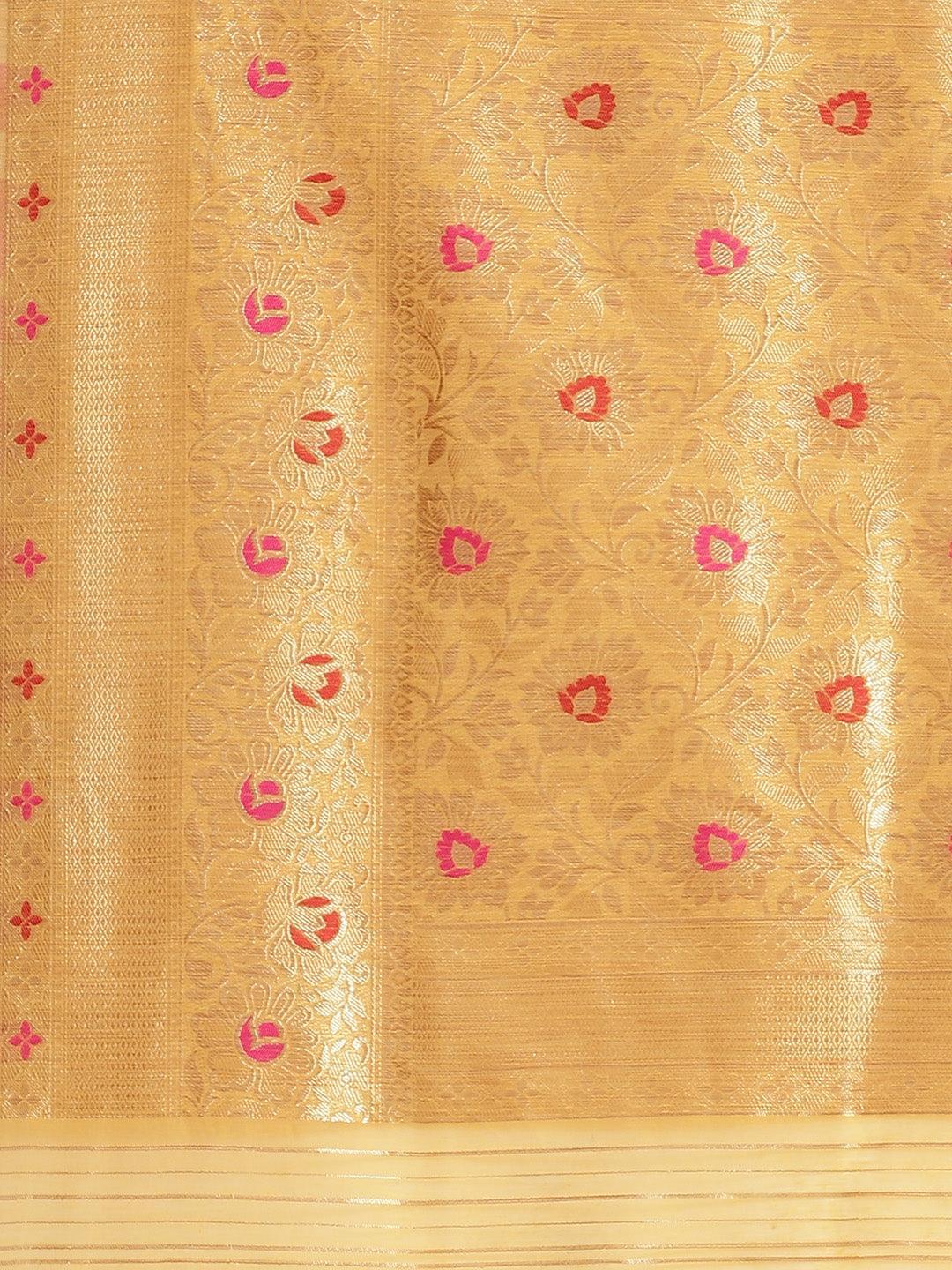 Yellow Woven Design Brocade Saree - ShopLibas