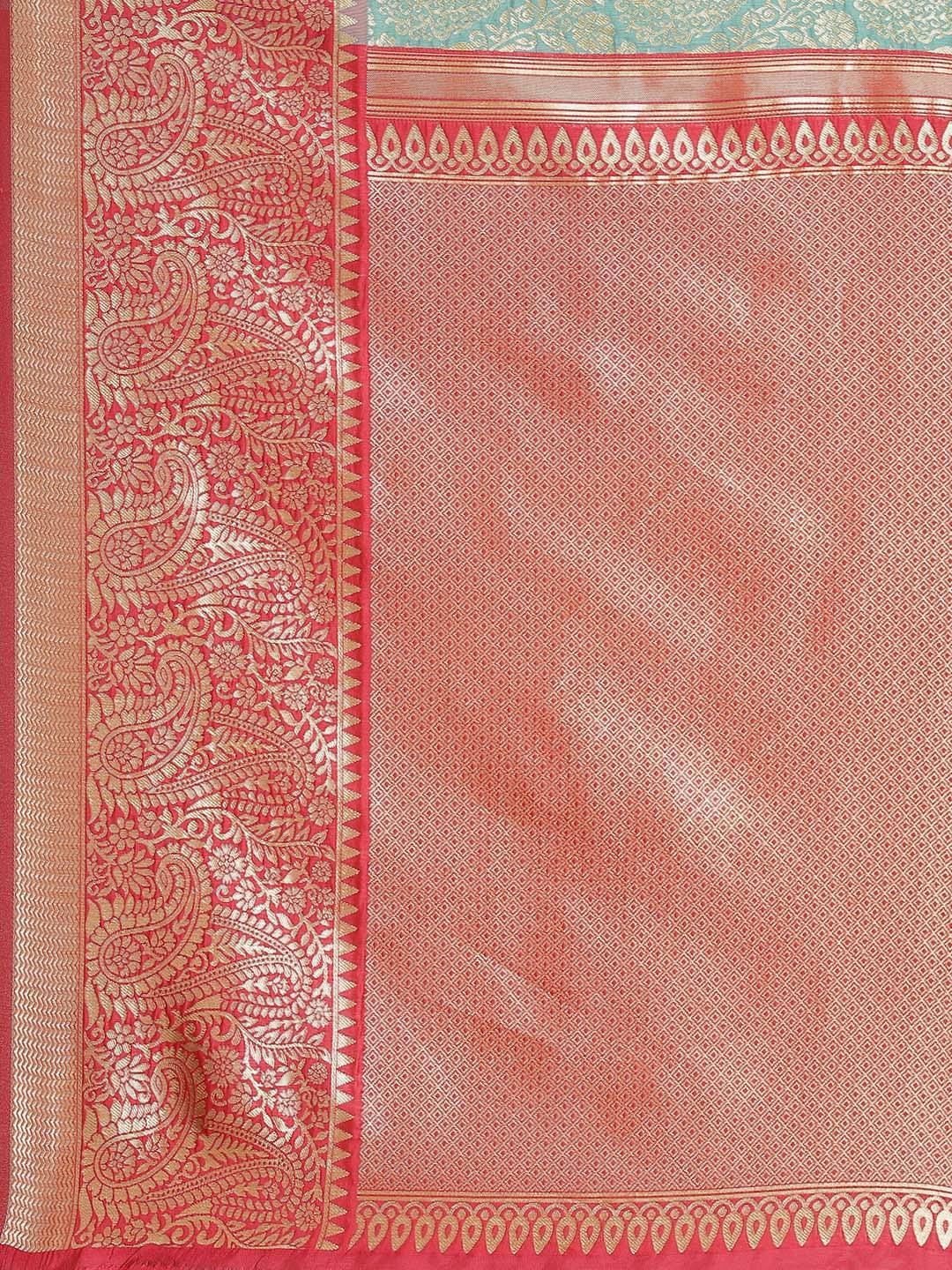 Multicoloured Woven Design Brocade Saree - ShopLibas