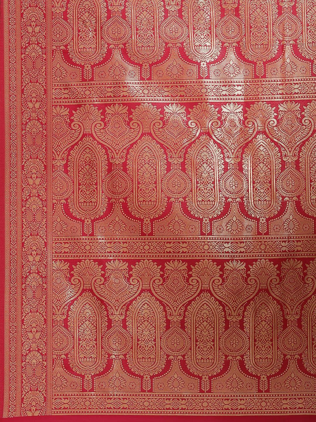 Pink Woven Design Brocade Saree - ShopLibas