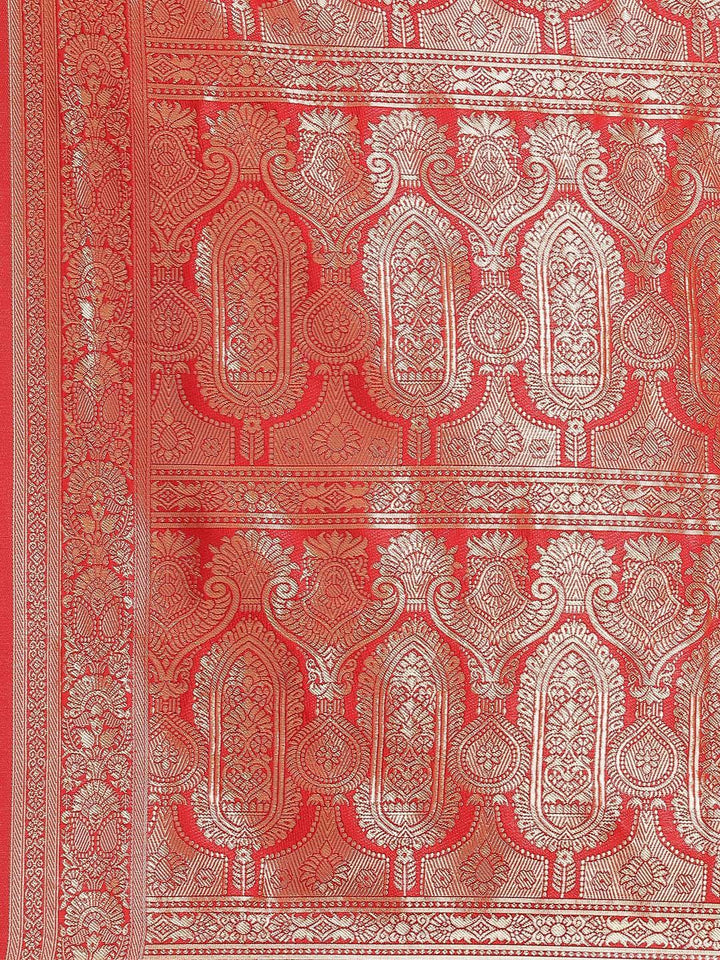 Red Woven Design Brocade Saree