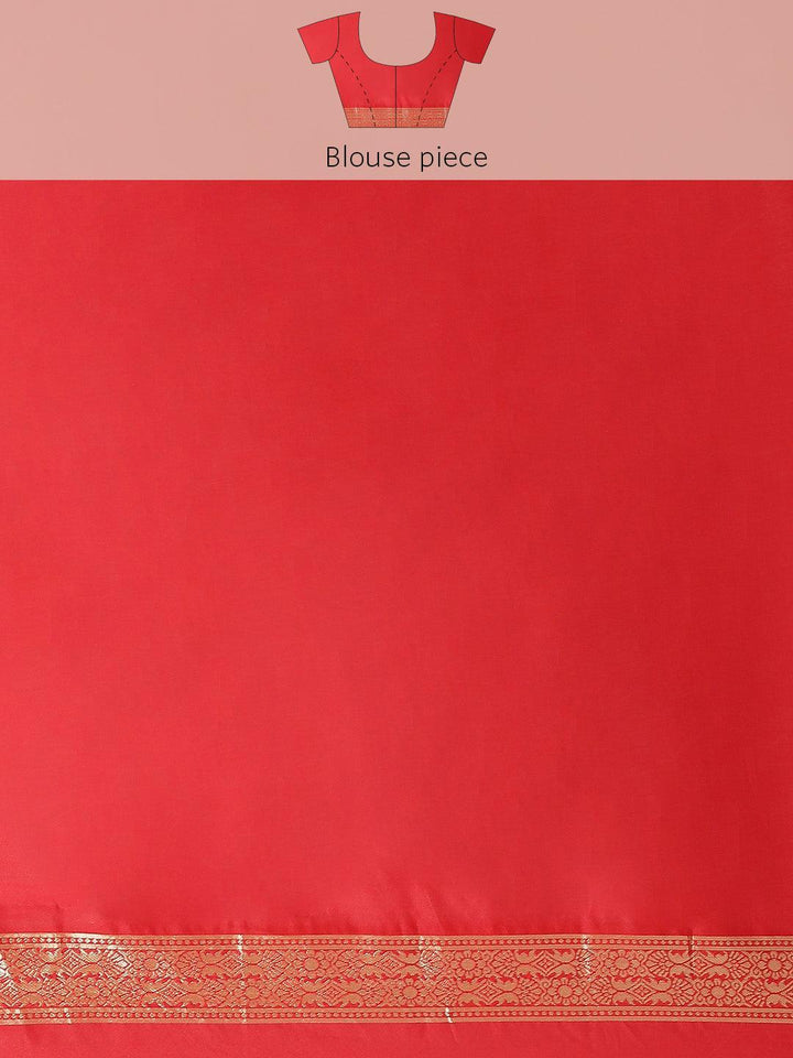 Red Woven Design Brocade Saree