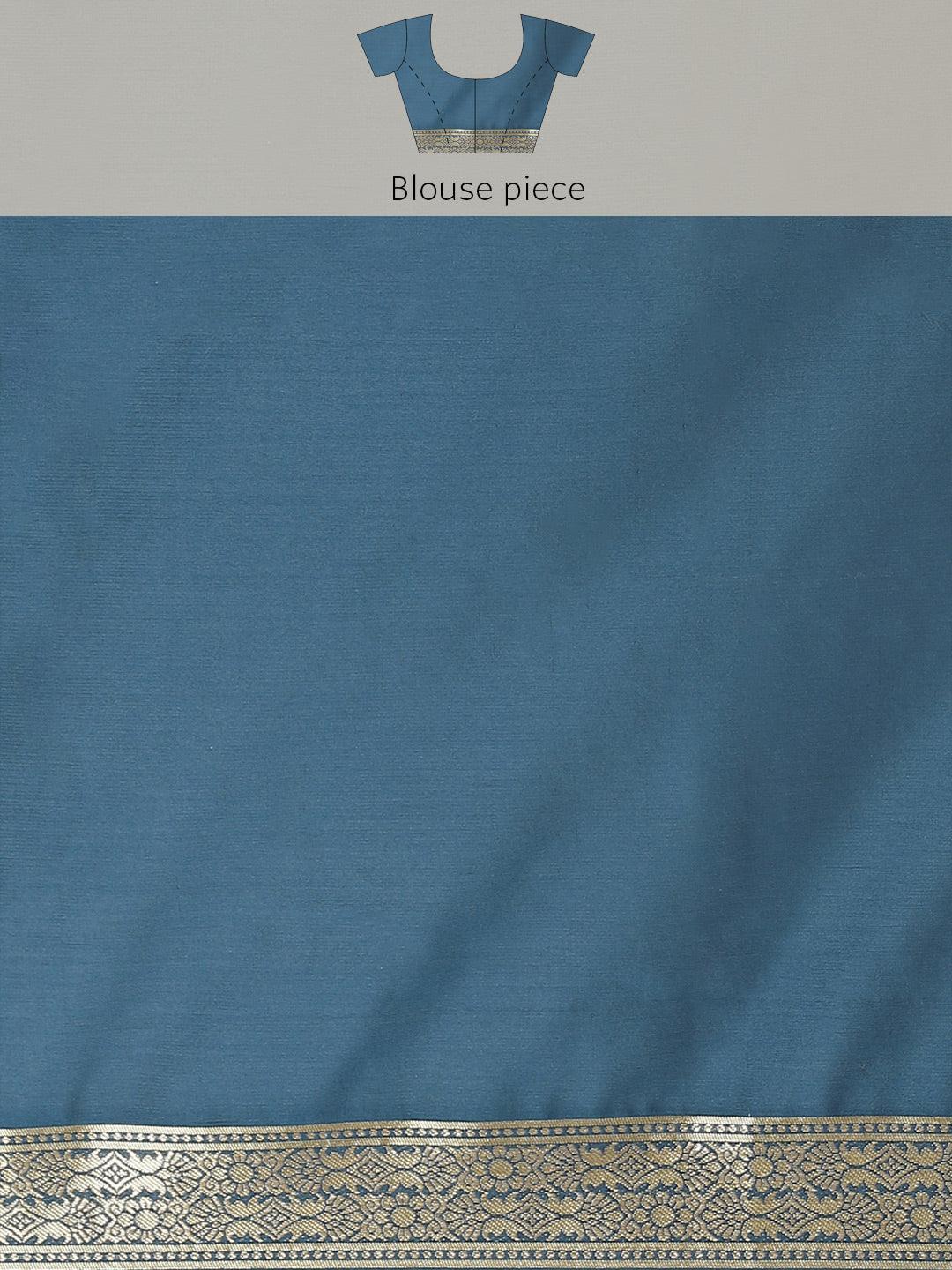 Blue Woven Design Brocade Saree - ShopLibas