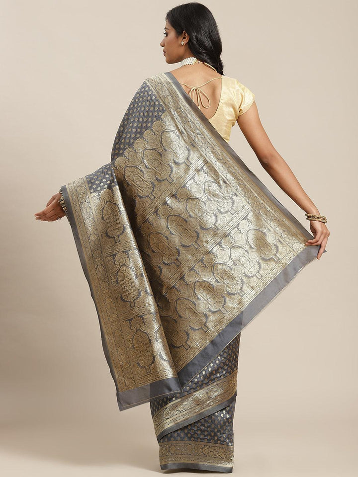Grey Woven Design Brocade Saree