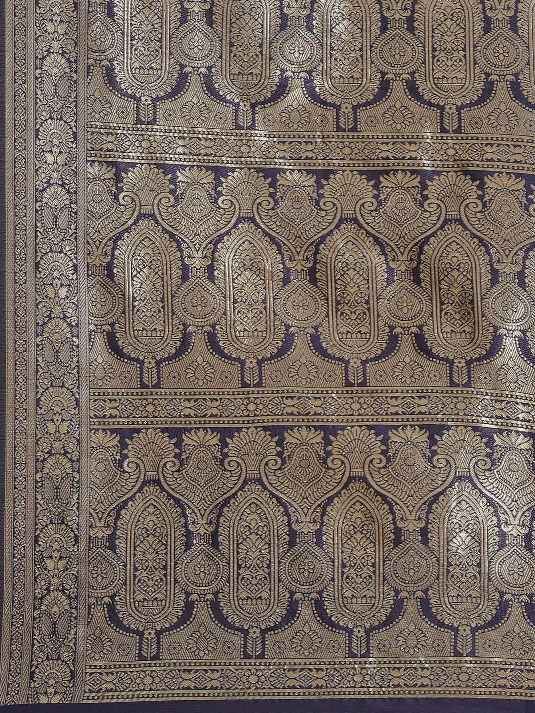 Blue Woven Design Brocade Saree - ShopLibas