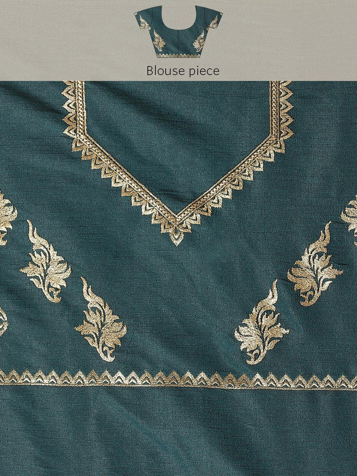 Blue Solid Silk Blend Saree