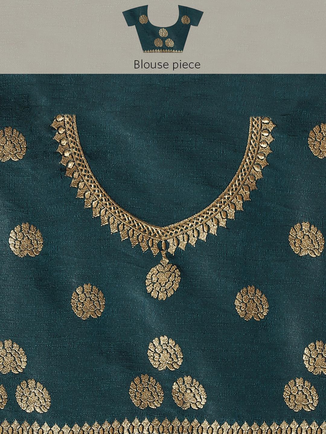 Red Solid Silk Blend Saree - ShopLibas