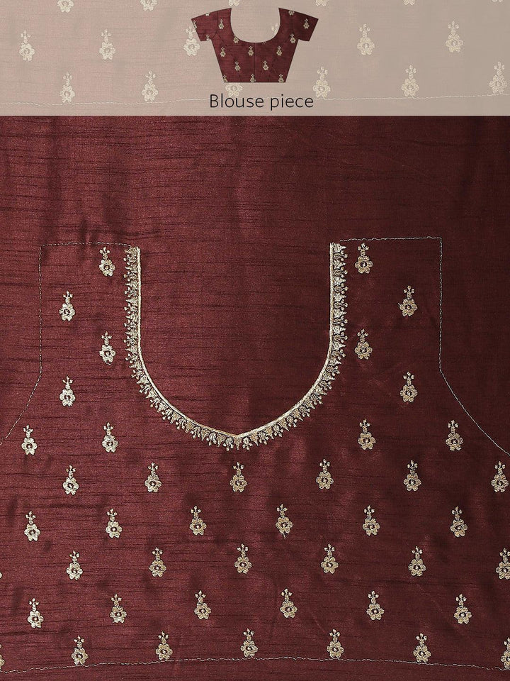 Blue Solid Silk Blend Saree