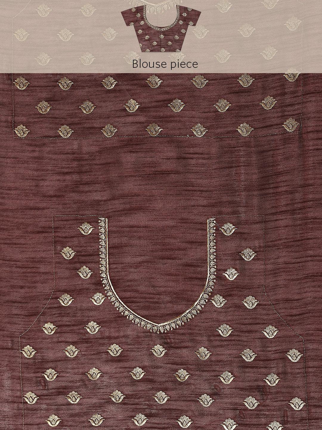 Maroon Solid Silk Blend Saree - ShopLibas