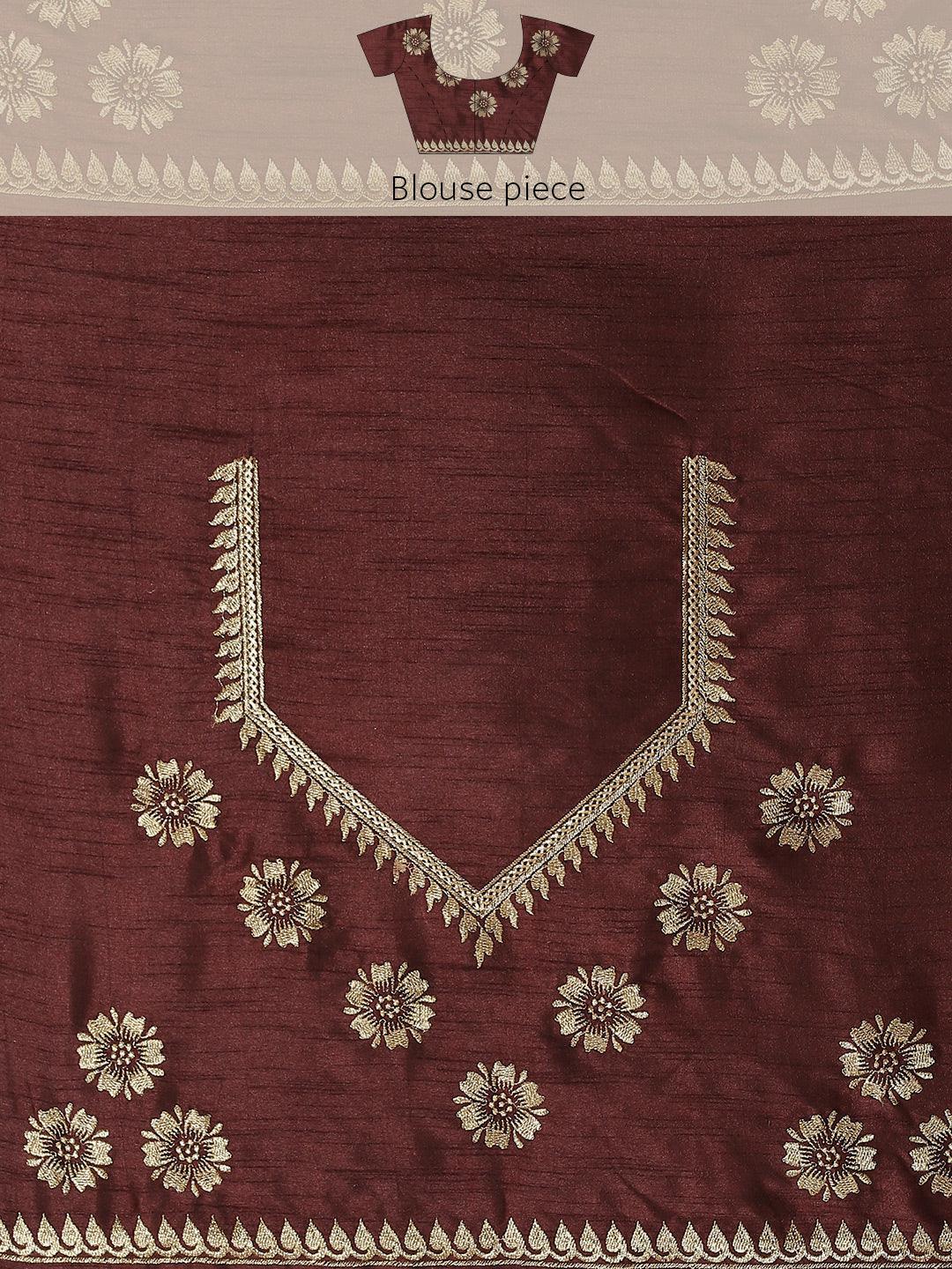 Pink Solid Silk Blend Saree - ShopLibas