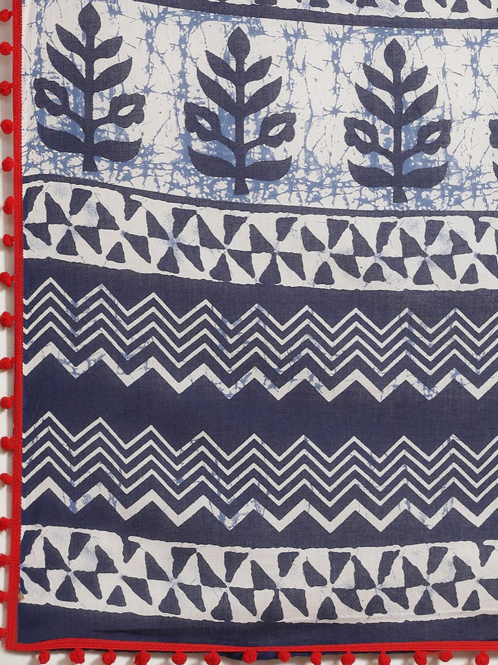 Blue Printed Cotton Saree