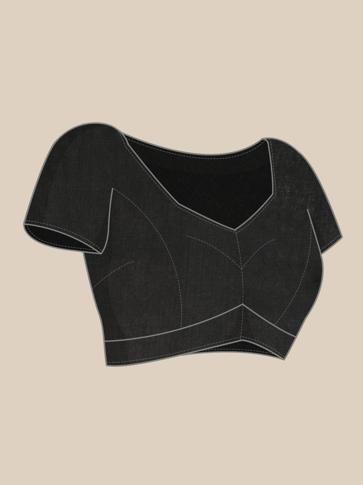 Black Printed Cotton Saree