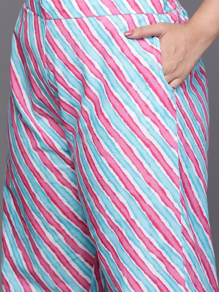 Black Yoke Design Cotton Straight Kurta With Trousers & Dupatta