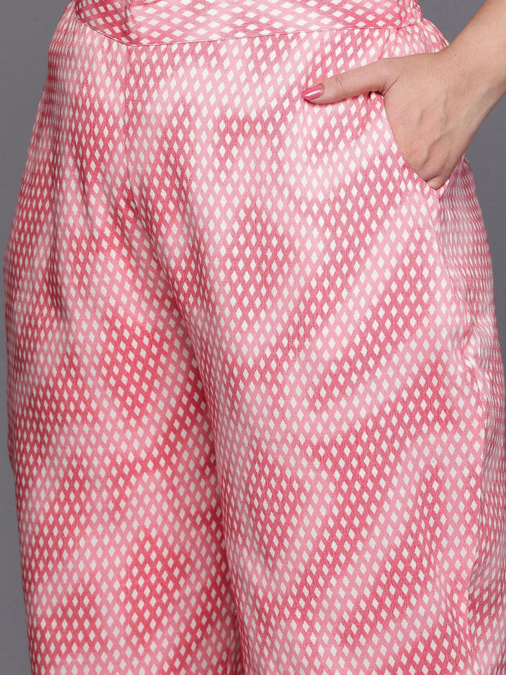 Off White Printed Rayon Straight Kurta With Trousers and Dupatta