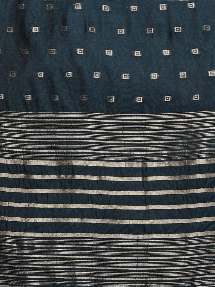 Plus Size Blue Woven Design Chanderi Silk Straight Suit With Dupatta