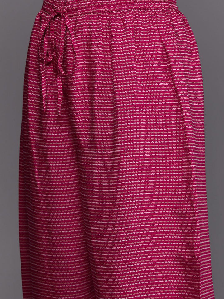 Plus Size Pink Printed Silk Blend Straight Kurta Set