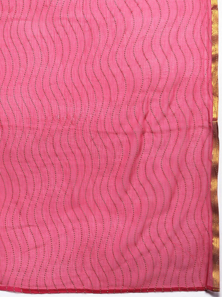 Plus Size Pink Printed Silk Blend Straight Suit With Dupatta