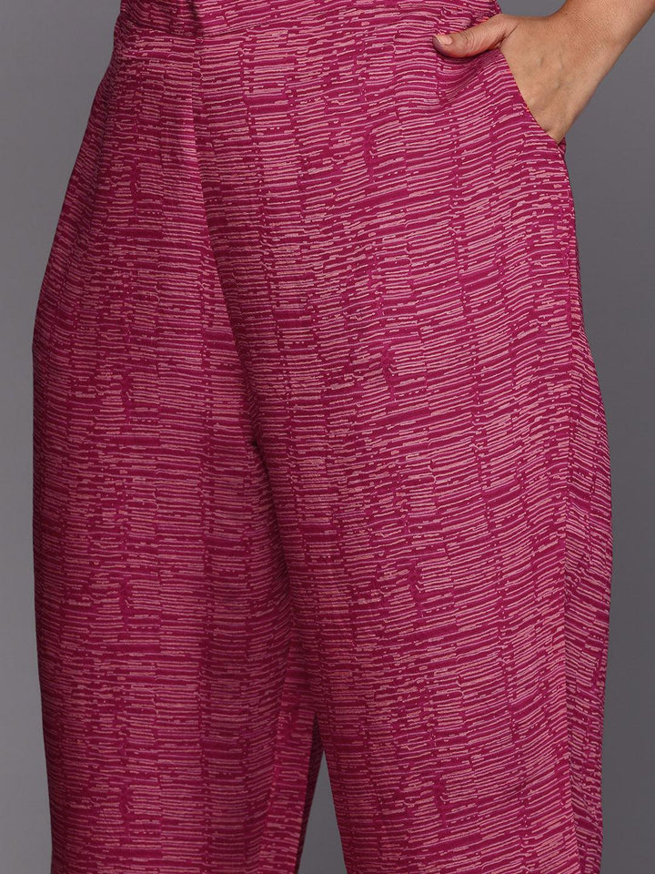 Plus Size Pink Printed Silk Blend Straight Suit With Dupatta