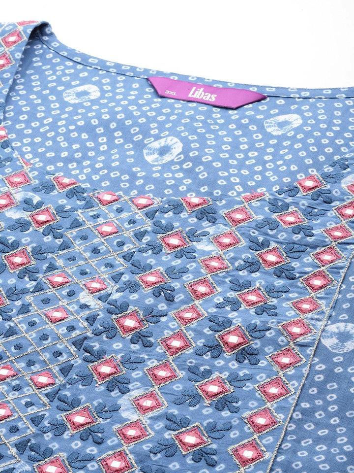 Black Yoke Design Cotton Straight Kurta With Trousers & Dupatta