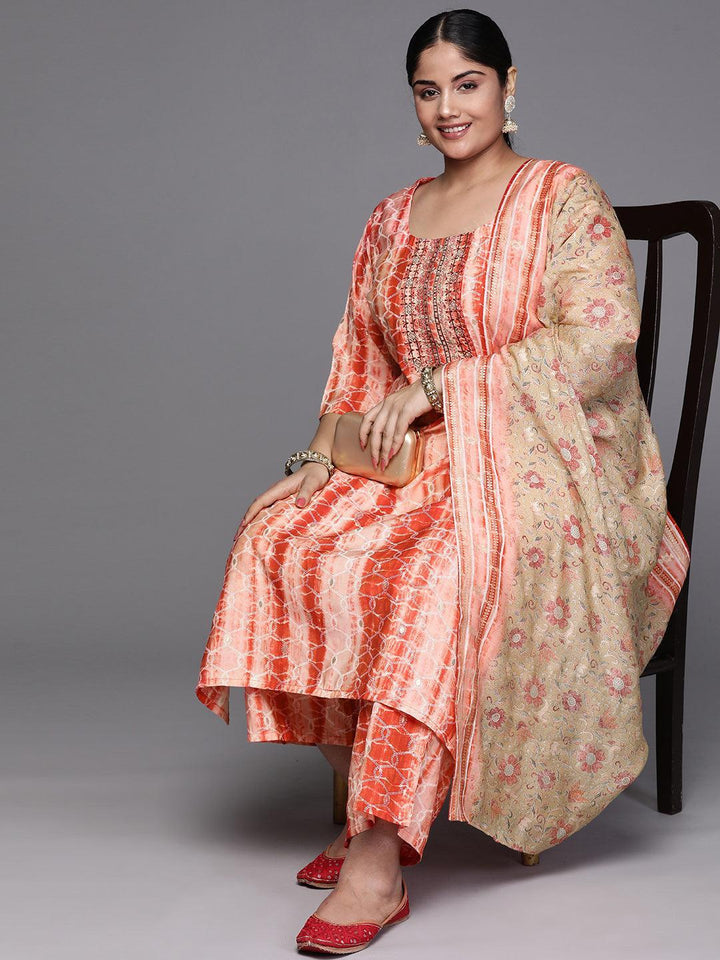 Black Yoke Design Cotton Straight Kurta With Trousers & Dupatta