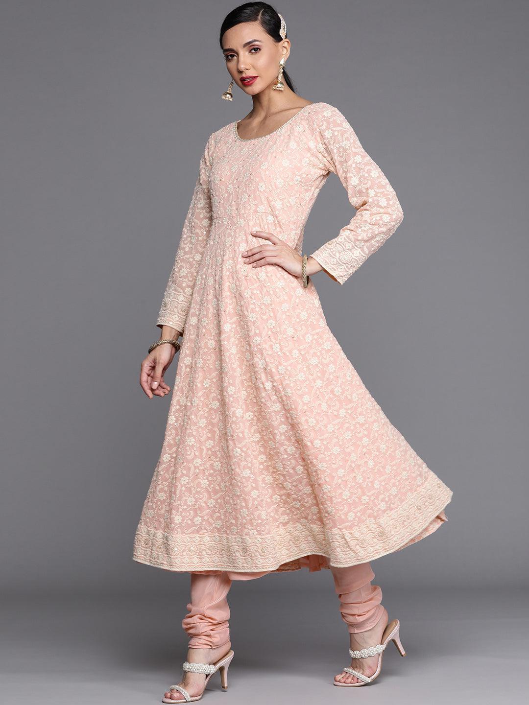 Pink Embroidered Georgette Suit Set - ShopLibas