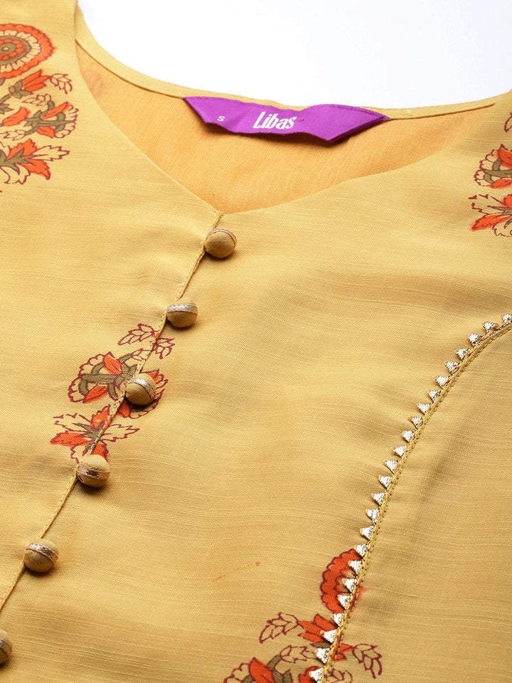 Yellow Printed Chanderi Silk Suit Set
