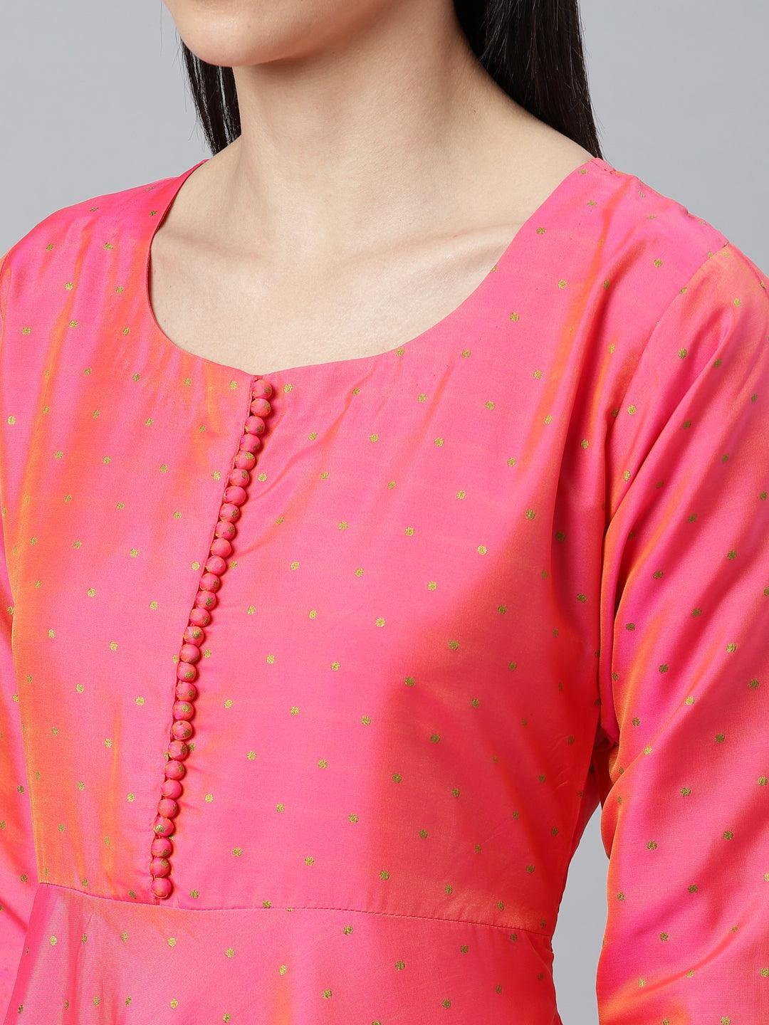 Pink Self Design Chanderi Silk Suit Set - ShopLibas