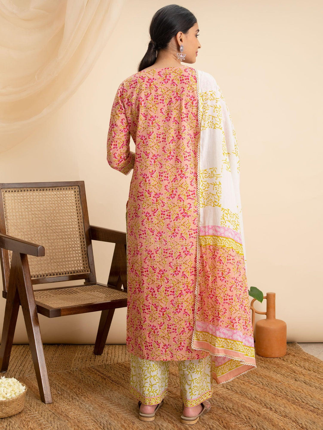 Pink Printed Cotton Suit Set - ShopLibas