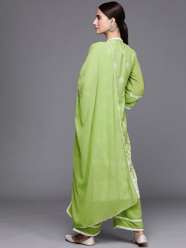 Green Embroidered Georgette Suit Set