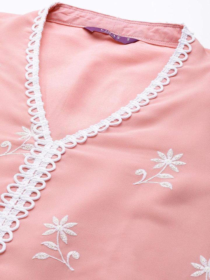 Pink Embroidered Georgette Suit Set
