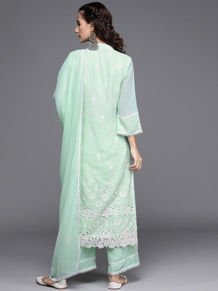 Blue Embroidered Georgette Suit Set
