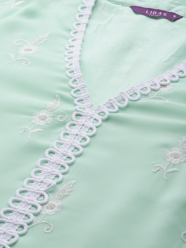 Blue Embroidered Georgette Suit Set