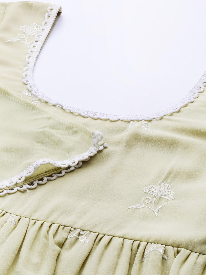 Green Embroidered Georgette Suit Set