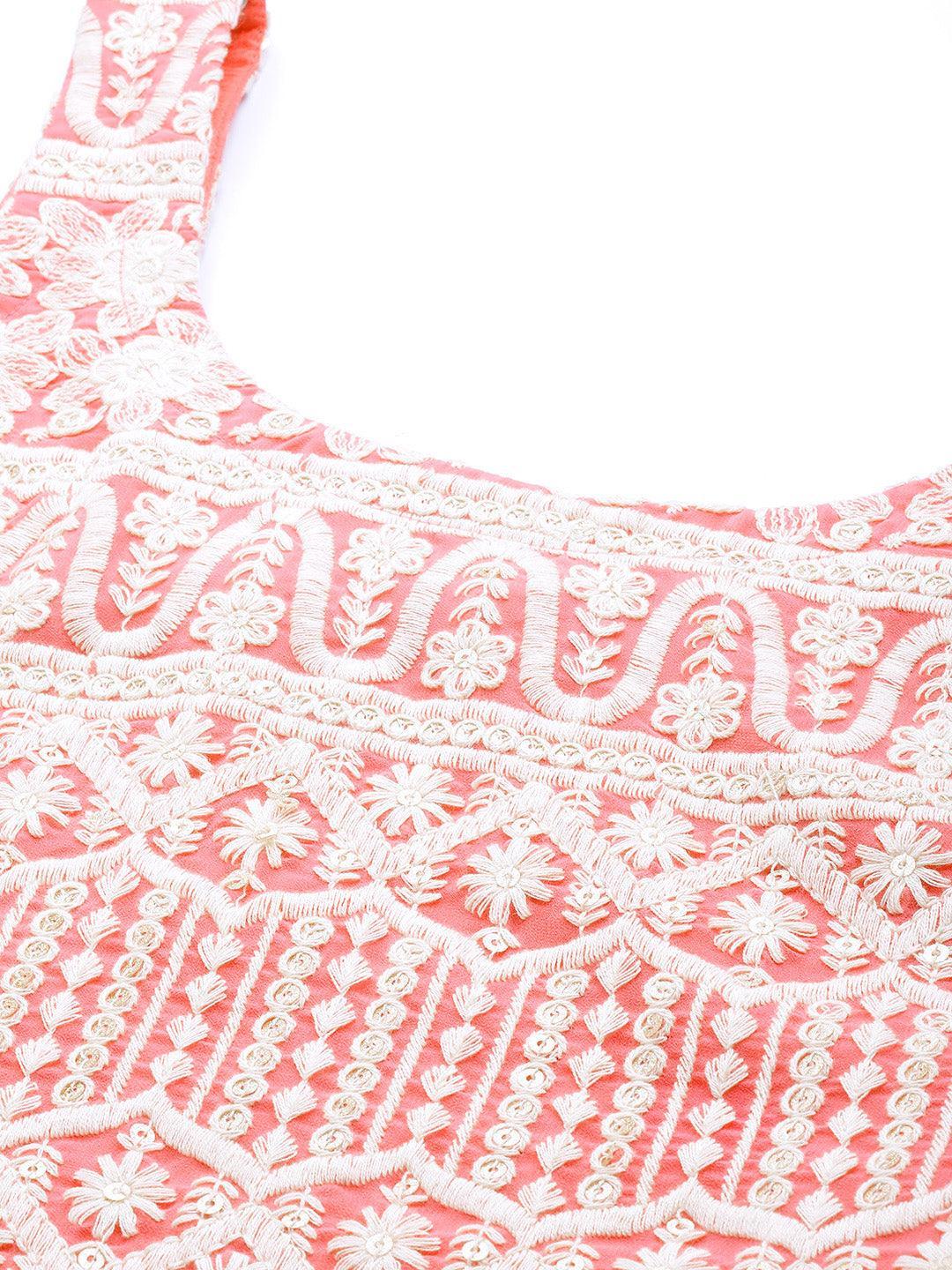 Pink Embroidered Georgette Suit Set - ShopLibas