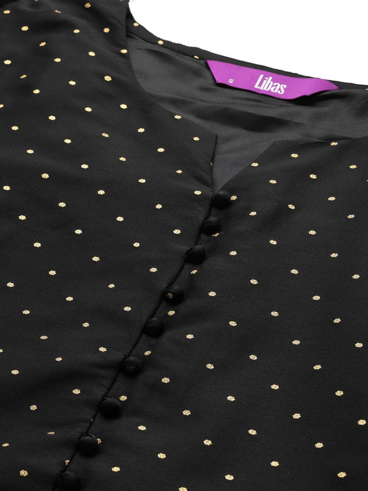 Black Self Design Art Silk Suit Set