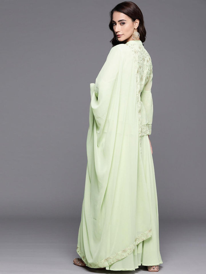 Green Embroidered Georgette Suit Set