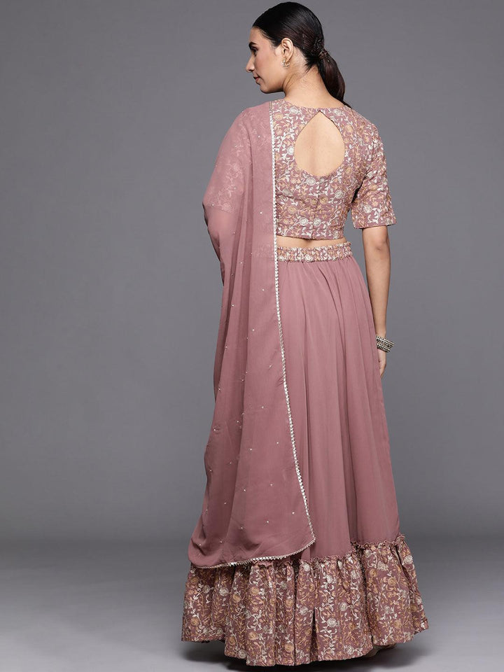 Purple Embroidered Georgette Lehenga Choli