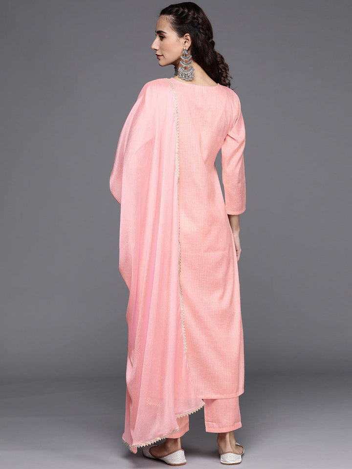 Pink Embroidered Pure Cotton Suit Set