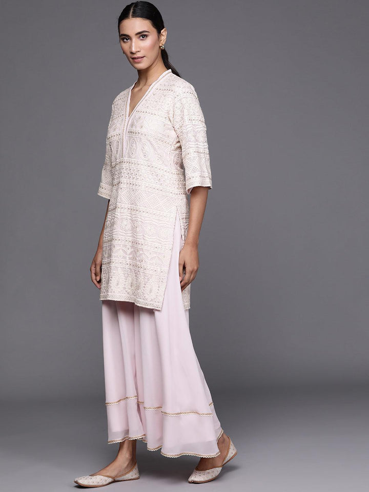 Pink Embroidered Georgette Suit Set