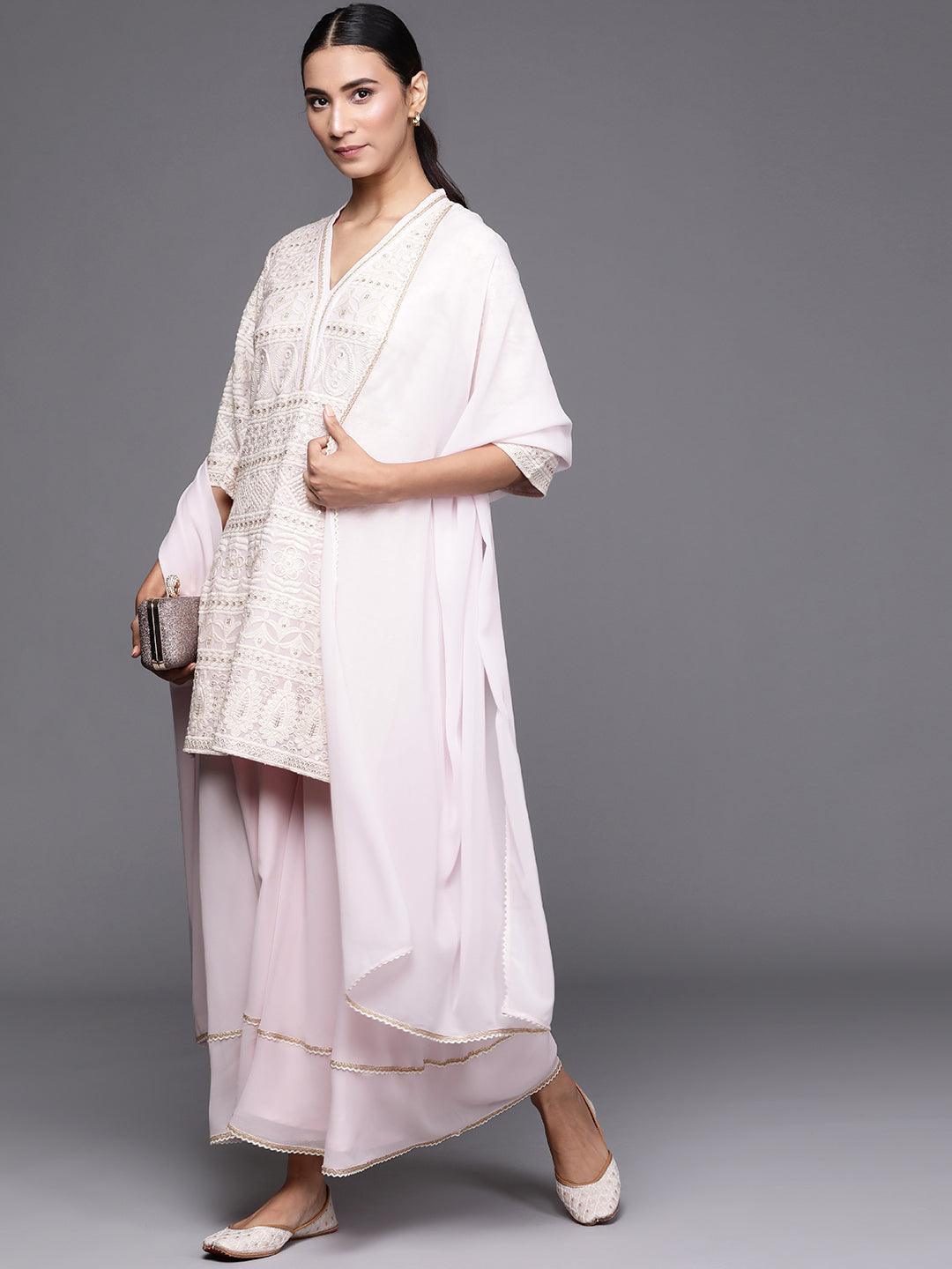 Pink Embroidered Georgette Suit Set - ShopLibas