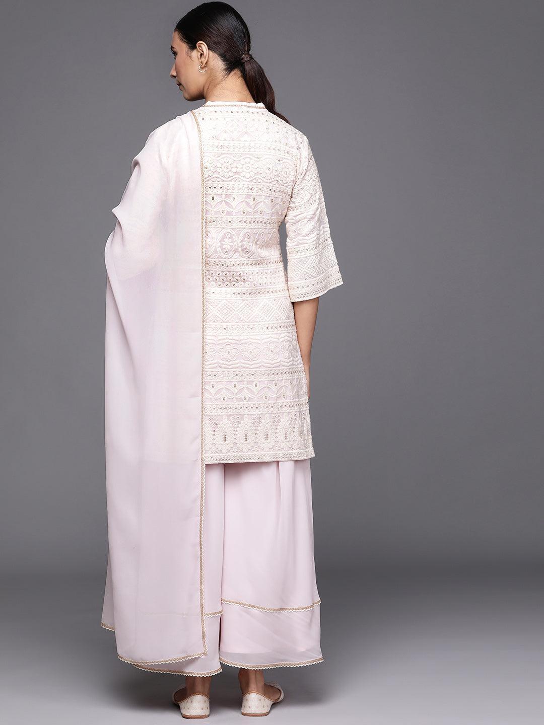 Pink Embroidered Georgette Suit Set - ShopLibas