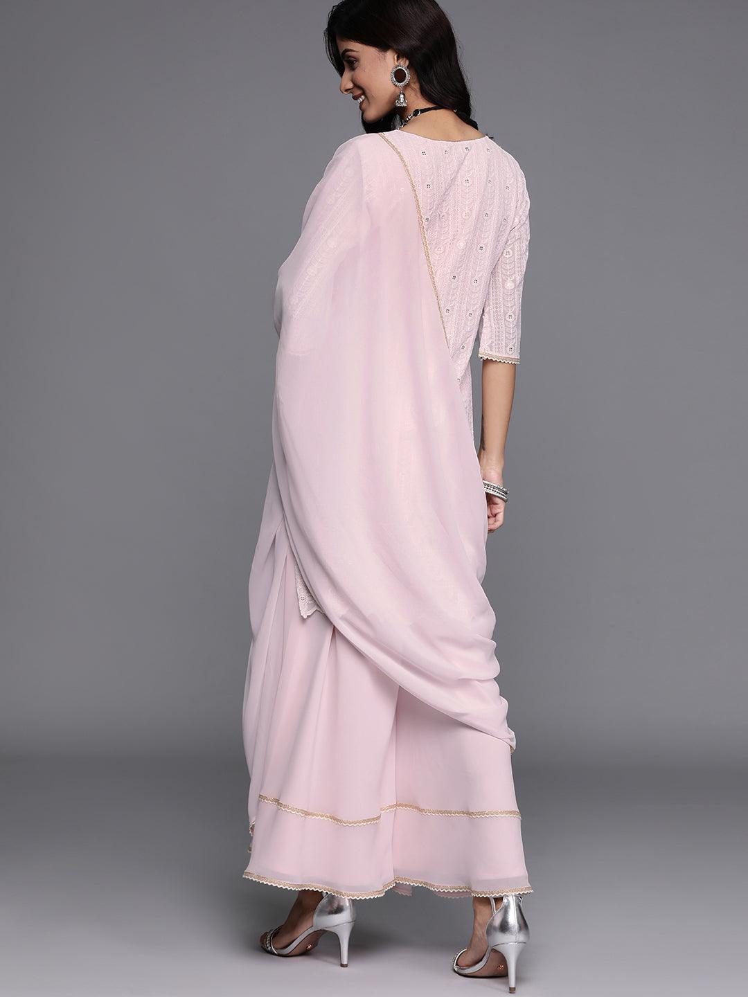 Pink Embroidered Georgette Suit Set - ShopLibas