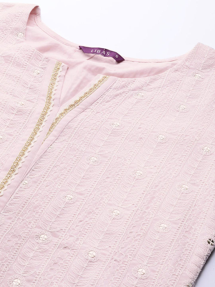 Pink Embroidered Georgette Suit Set