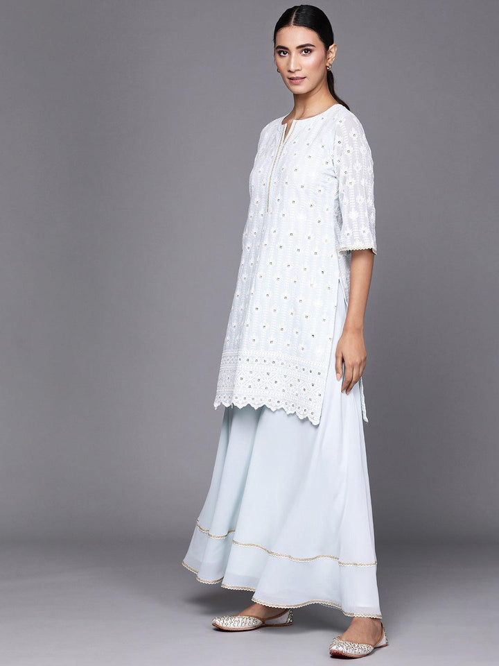 Blue Embroidered Georgette Suit Set